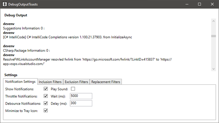 Debug Output Toasts