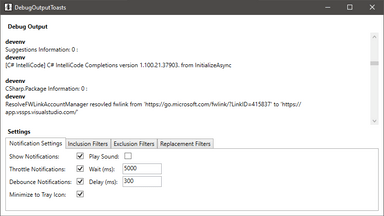 Debug Output Toasts